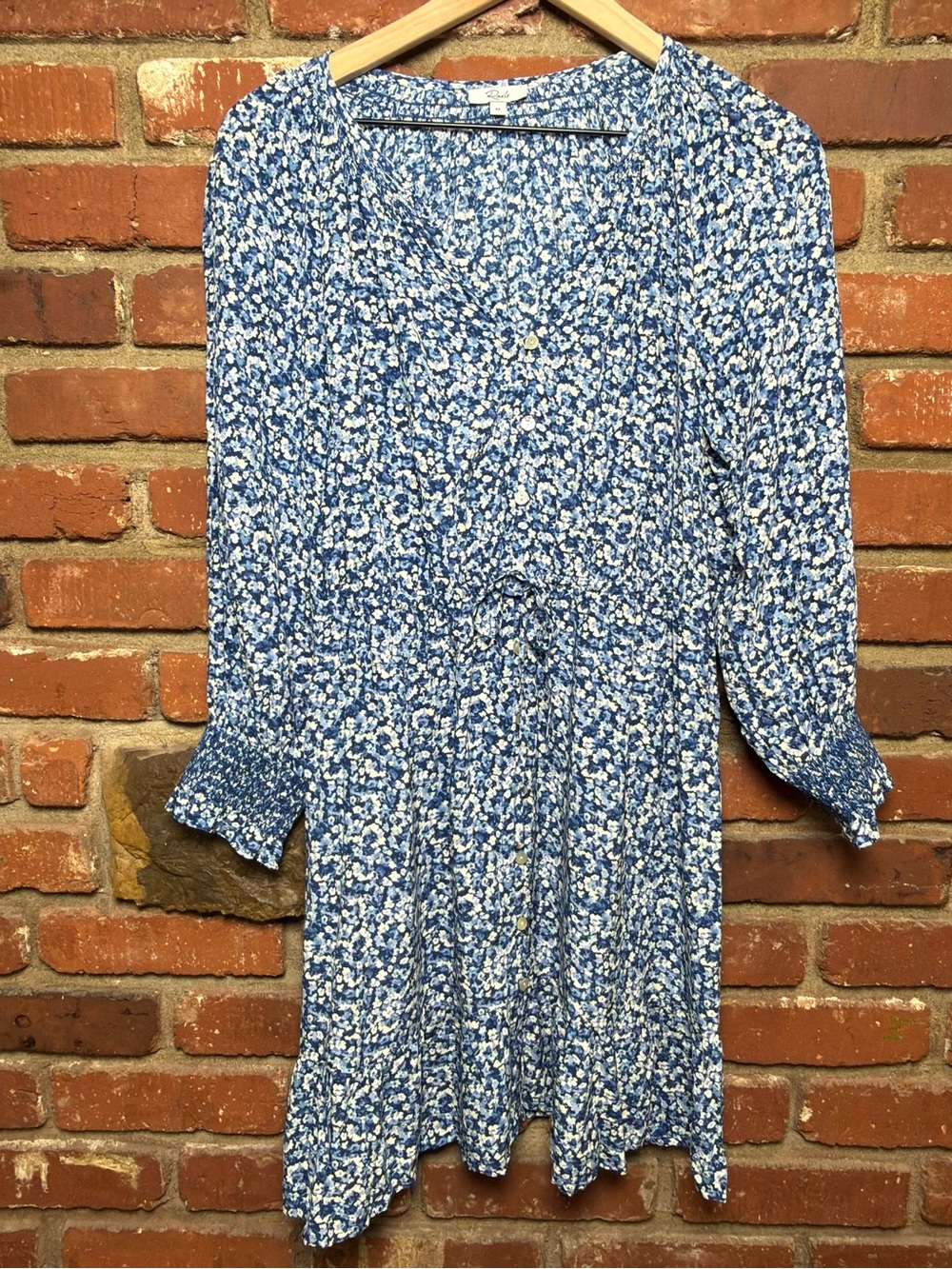 Rails Womens Chrysanthemum Floral Print Eliza Dress Blue White Size Medium